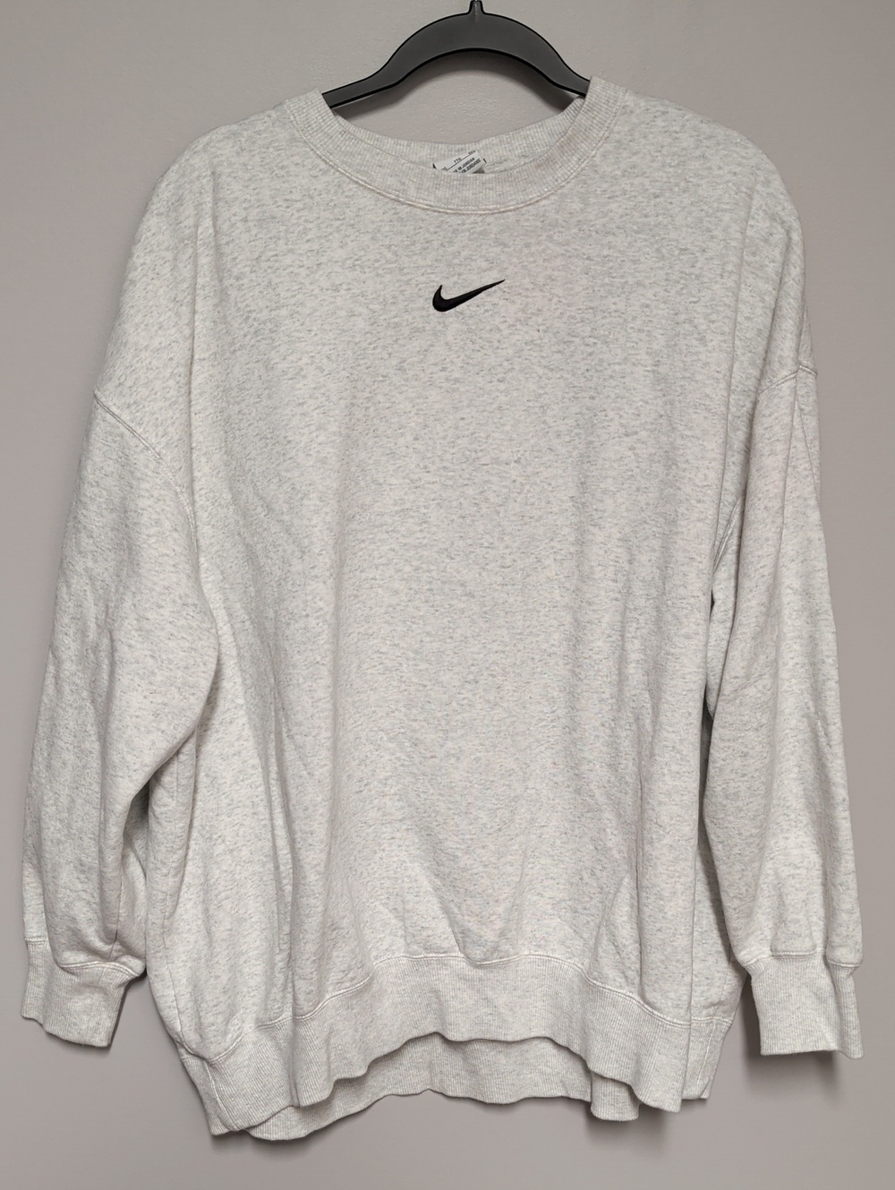 Nike Light Heather Gray Crewneck Sweatshirt with Black Swoosh